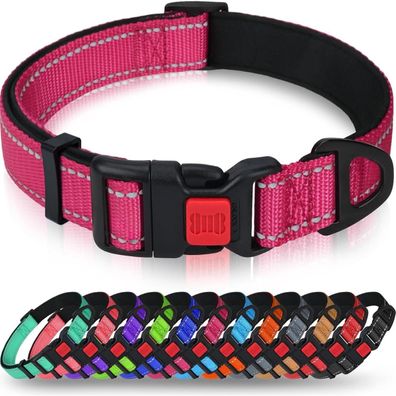 Taglory Hundehalsband Hot Pink S (25-40cm) - Weich gepolstert, verstellbar