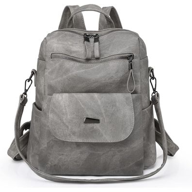 Puwuzixi Damen Rucksack Grau Wasserdicht Anti-Diebstahl Leicht PU Mode Reisen