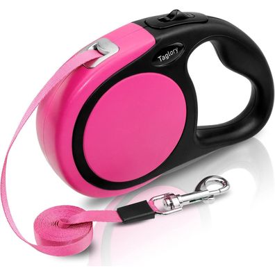Taglory Ausziehbare Rollleine für kleine und mittelgroße Hunde bis 20kg, Rosa