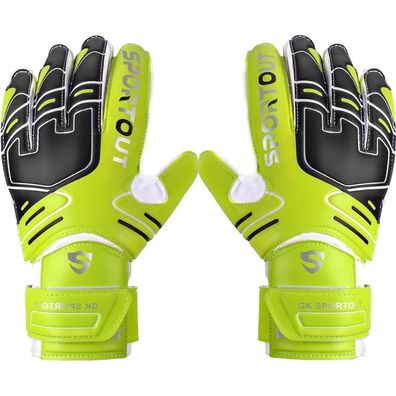 Sportout Torwarthandschuhe mit Fingersave, rutschfestes 4mm Latex, für Kinder