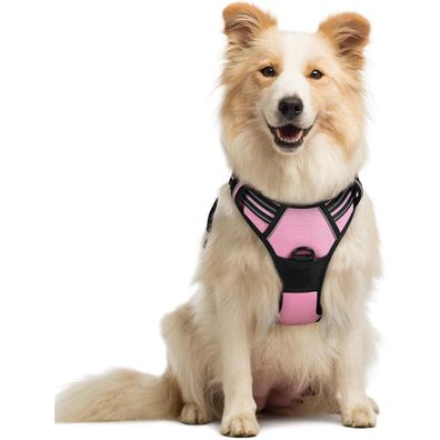 rabbitgoo Hundegeschirr Rosa M - Anti-Zug Brustgeschirr mit Kontrolle
