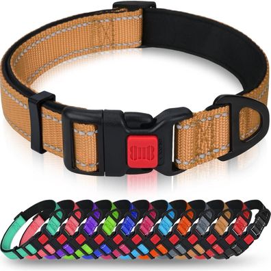Taglory Hundehalsband XS (20-30cm) Braun - Gepolstertes Neopren Nylon