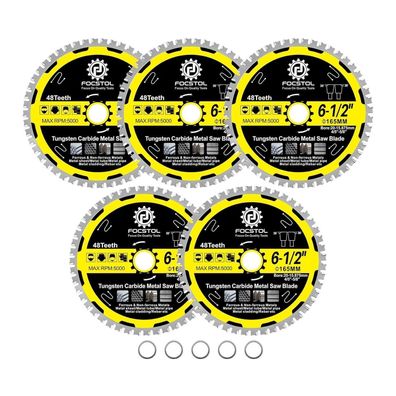 Focstol Kreissägeblatt für Metall 165mm x 20mm (5 Stück) - 48 Zähne für Stahl