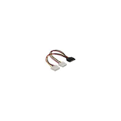 DELOCK Stromkabel SATA 15Pin -> 2x Molex 4Pin St/Bu 0.20m