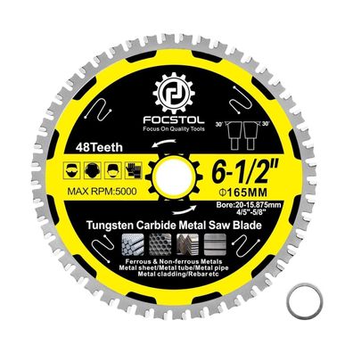 Focstol Kreissägeblatt für Metall 165mm x 20mm x 15,875mm - 48 Zähne für Stahl