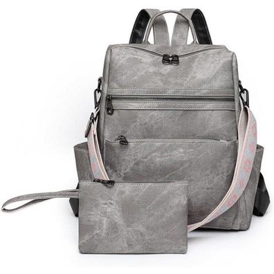 Puwuzixi Damen Rucksack Grau Wasserdicht Anti-Diebstahl Leicht PU Mode Reisen