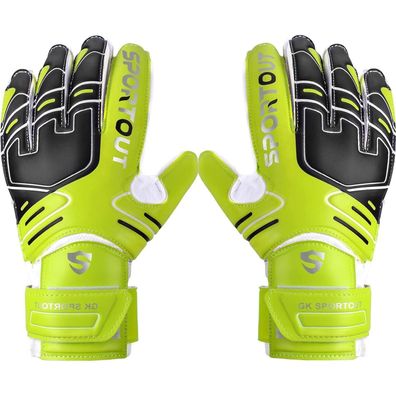 Sportout Torwarthandschuhe mit Fingersave, rutschfeste 4mm Latex Handfläche