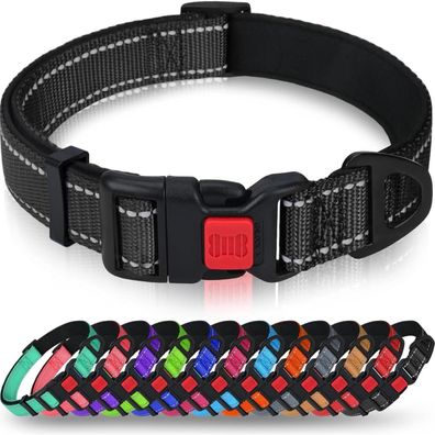 Taglory Hundehalsband S (25-40cm) Schwarz - Weich Gepolstert, Verstellbar