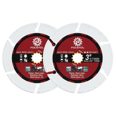 Focstol Diamant Trennscheibe Metall 75mm x 10mm - 2 Stück für Stahl, Edelstahl