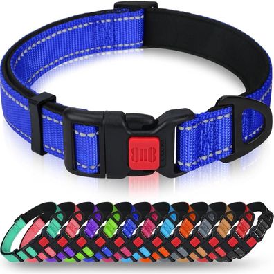 Taglory Hundehalsband S (25-40cm) Dunkelblau - Weich Gepolstert, Verstellbar