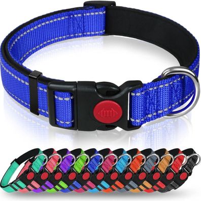 Taglory Hundehalsband Dunkelblau M (35-50cm) - Weich Gepolstert, Verstellbar