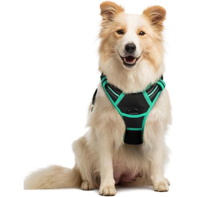 rabbitgoo Anti Zug Hundegeschirr M, verstellbar, atmungsaktiv, mit Reflektor