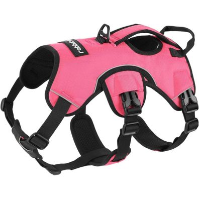 rabbitgoo Ausbruchsicheres Hundegeschirr L Rosa mit Griff, Anti-Zug