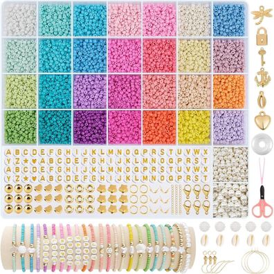 RUBY Perlen Set für Armbänder, 3mm Matte Glasperlen, Macaron Farben, DIY