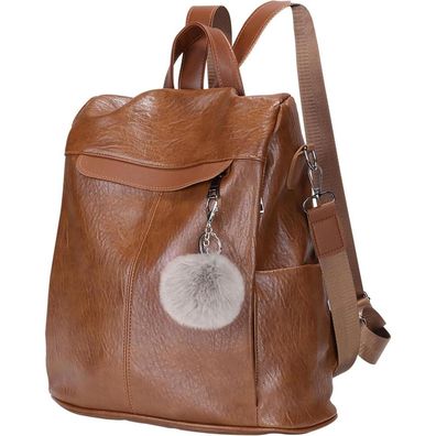 Puwuzixi Damen Rucksack Braun - Wasserfest, Diebstahlsicher, Leicht, PU-Leder