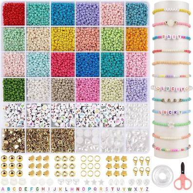 RUBY Perlen Set Pastell 3mm für Armbänder & Schmuckherstellung - DIY Kit mit
