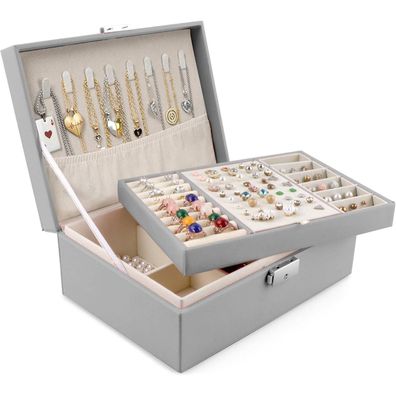 Homeanda Schmuckkästchen Damen Leder Schmuckschatulle mit Schlüssel, Groß