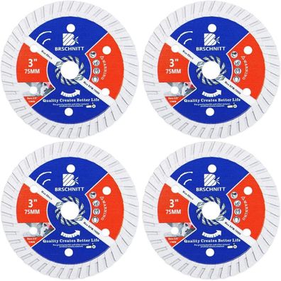 Brschnitt Diamant Trennscheibe 75mm Turbo (4er Set)