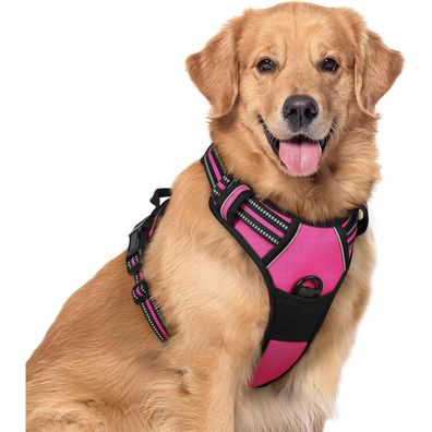 rabbitgoo Hundegeschirr XL Rosarot - Anti Zug, No Pull, verstellbar