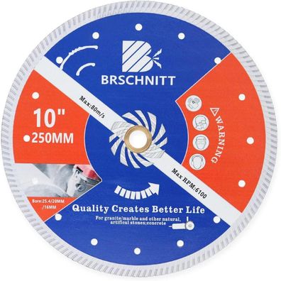 Brschnitt Diamant Trennscheibe 250mm Turbo für Beton, Granit, Marmor