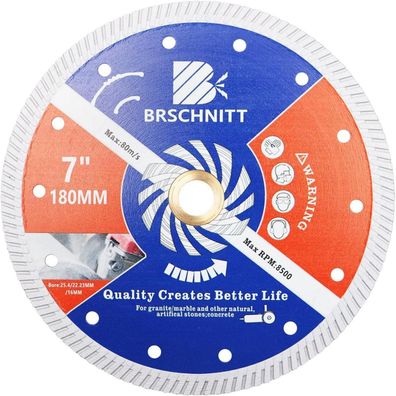 Brschnitt Diamant Trennscheibe 180mm Turbo für Beton, Granit, Marmor