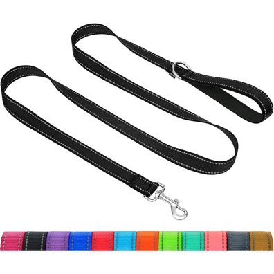 Taglory Hundeleine Schwarz, 1.2m x 2cm, Gepolsterter Griff, Doppelseitig