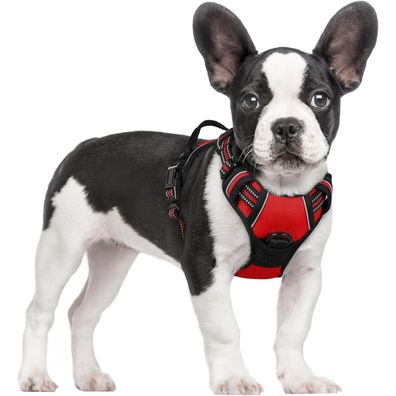 rabbitgoo Anti Zug Hundegeschirr Rot S - Verstellbar, Atmungsaktiv, mit