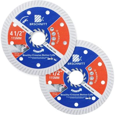 Brschnitt Diamant Trennscheibe 115mm Turbo, 2 Stück