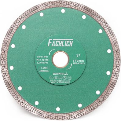 Fachlich Diamant-Trennscheibe 175mm Superdünn, X-Zähne Turbo Mesh