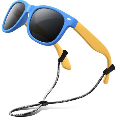 RIVBOS Kinder polarisierte Sonnenbrille mit Riemen, Himmelblau (RBK004)