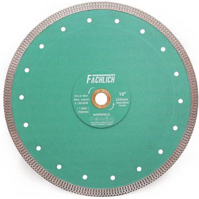 Fachlich Diamant-Trennscheibe 250mm Turbo Mesh für Hartkeramik, Fliesen, Granit