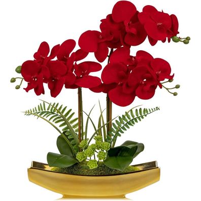 Briful Künstliche Orchidee Phalaenopsis im Topf, Seidenblume für