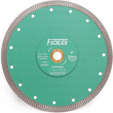 Fachlich Diamant Trennscheibe 200MM Turbo Mesh für Hartkeramik, Porzellan