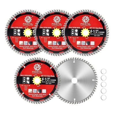 Focstol Kreissägeblatt Holz 165mm x 20/15,875mm - 5 Stück, 60 Zähne für