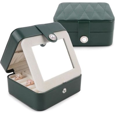 Homeanda Reise Schmuckkästchen Tragbar mit Spiegel, PU-Leder Schmuckbox für