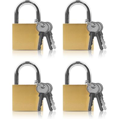 Lamondre 4 Stück Vorhängeschloss 32mm, Gleichschliessend, klein für Koffer