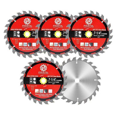 Focstol Kreissägeblatt für Holz 184mm x 15,875mm - 5 Stück Sägeblatt 24 Zähne