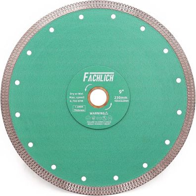 Fachlich Diamant Trennscheibe 230mm Turbo Mesh für Hartkeramik, Porzellan