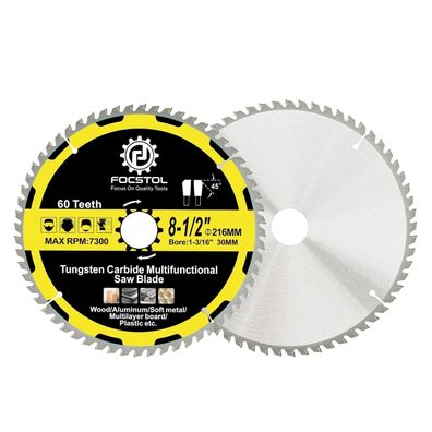 Focstol Kreissägeblatt für Holz 216mm x 30mm, 60 Zähne - 2 Stück für diverse