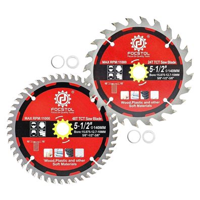 Focstol Kreissägeblätter für Holz, 140mm, 2 Stück (24 + 48 Zähne) für