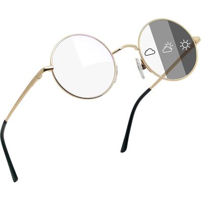 Joopin Retro Runde Sonnenbrille Herren Damen Vintage Steampunk UV400