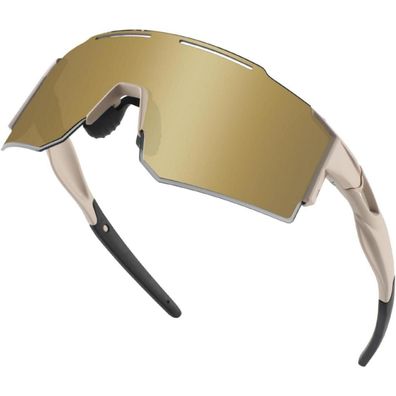 OULIQI Fahrradbrille Sportbrille Herren Damen UV400 mit 1 oder 3 Wechselgläsern