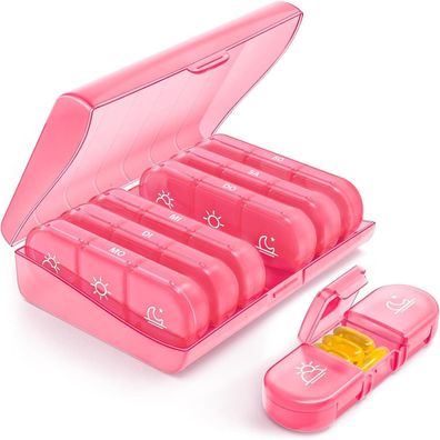 AUVON Wöchentliche Pillendose 7 Tage, 3 Fächer, Tragbare Tablettenbox für