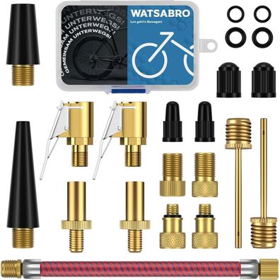 Watsabro Fahrradventil Adapter Set WBV-03 für Auto- und Französische Ventile
