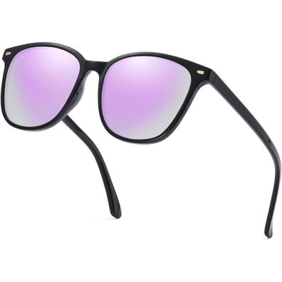 Myiaur Polarisierte Damen Sonnenbrille Groß A2 Schwarz/Violett UV400 Schutz