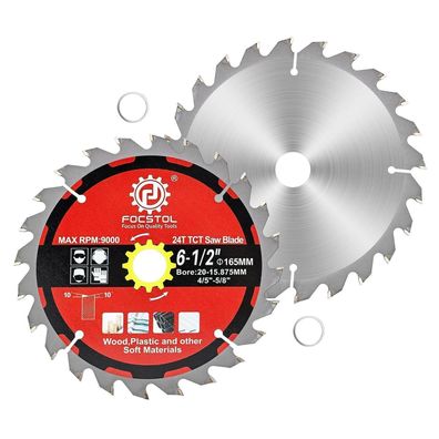Focstol Kreissägeblatt 165mm x 20/15,875mm - 2 Stück Sägeblätter für Holz, 24