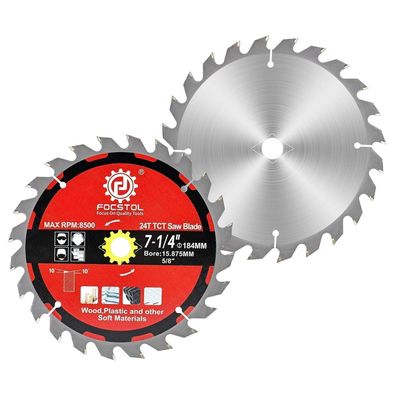 Focstol Kreissägeblatt 184mm x 15,875mm - 2 Stück, 24 Zähne für Holz