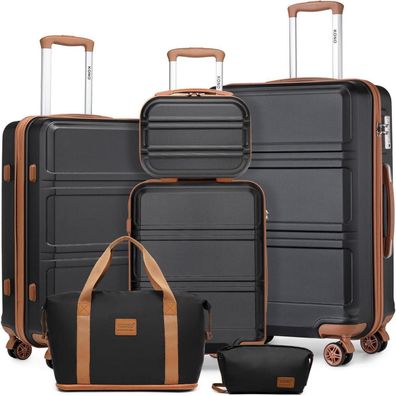 KONO Kofferset 6-teilig mit Beautycase, Kosmetikkoffer, Handgepäck, Reisetasche