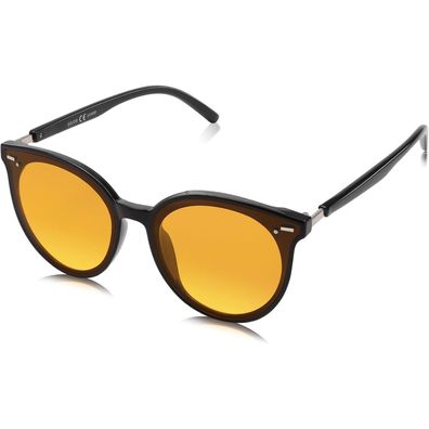 SOJOS Klassisch Retro Runde Sonnenbrille SJ2067 Schwarz Rahmen Orange Linse für