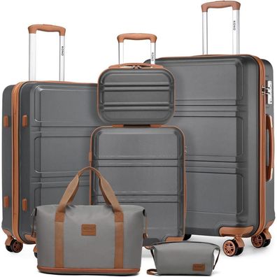 KONO 6-teiliges Kofferset mit Beautycase, Kosmetikkoffer, Handgepäck